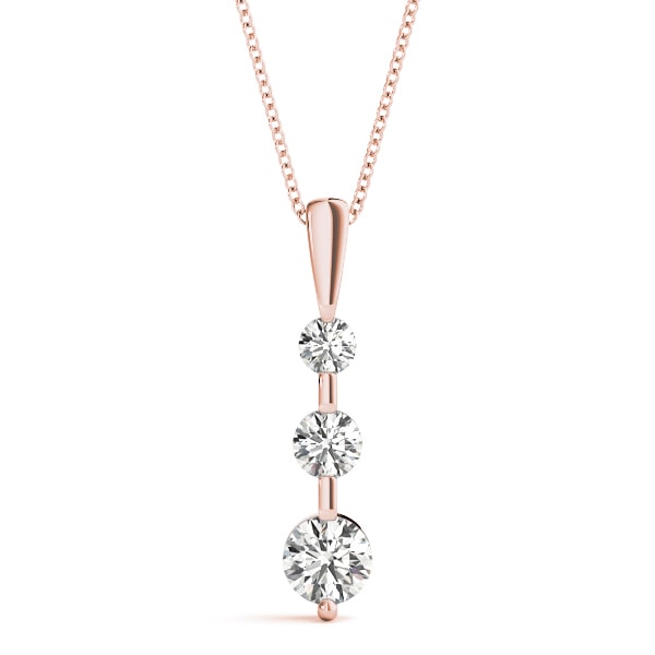 14K Rose Gold 1/2 ct tw Three Stone Diamond Pendant