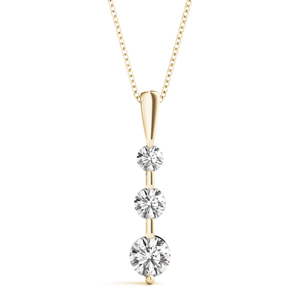 14K Yellow Gold 1/2 ct tw Three Stone Diamond Pendant