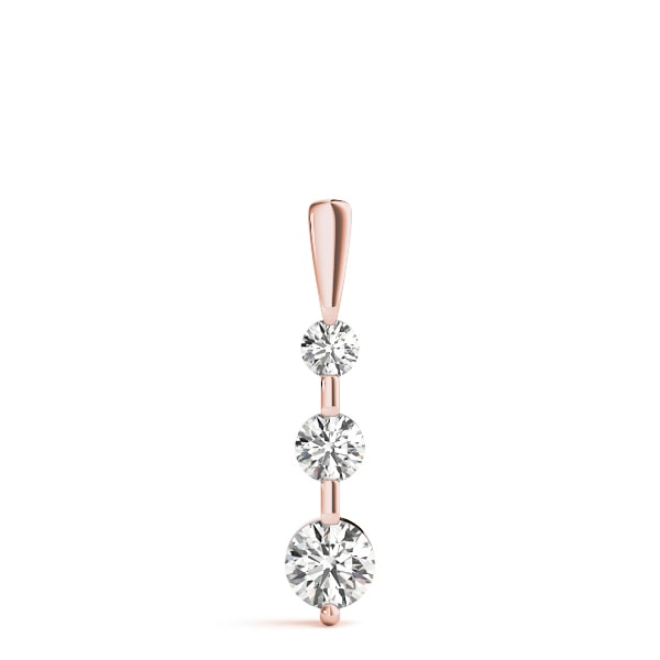 18K Rose Gold 1/2 ct tw Three Stone Diamond Pendant