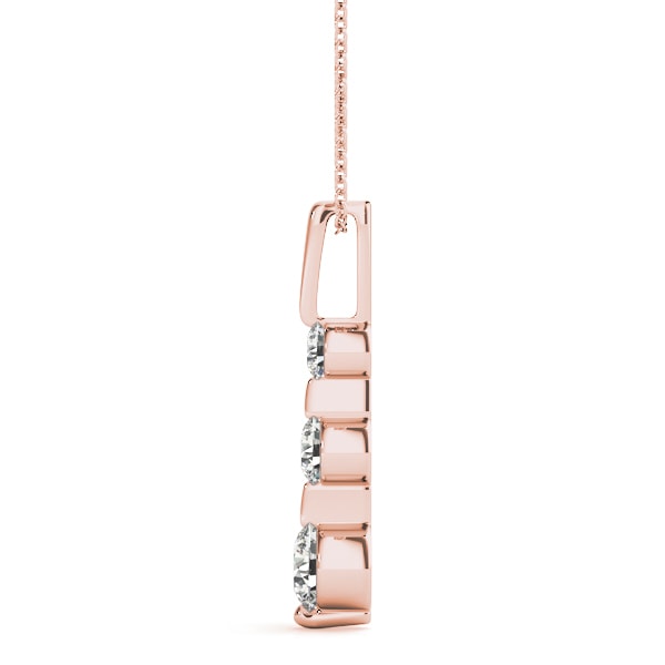 18K Rose Gold 1/2 ct tw Three Stone Diamond Pendant