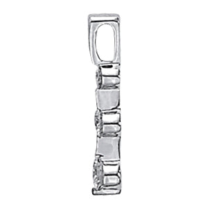 14K White Gold Diamond Three Stone Pendant Necklace