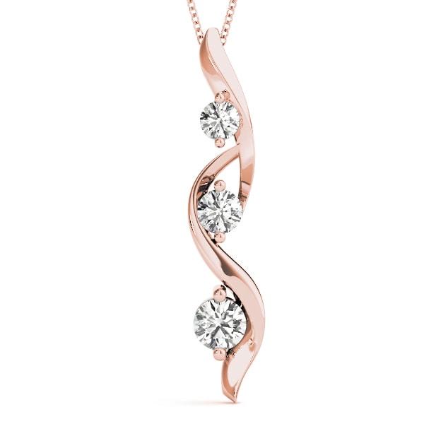 14K Rose Gold 1/2 ct tw Three Stone Diamond Pendant