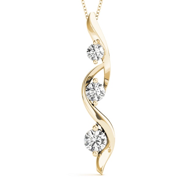 14K Yellow Gold 1/2 ct tw Three Stone Diamond Pendant