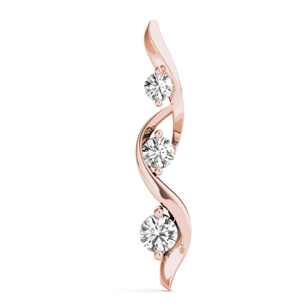 18K Rose Gold 1/2 ct tw Three Stone Diamond Pendant