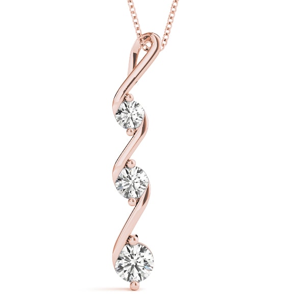 18K Rose Gold 1/2 ct tw Three Stone Diamond Pendant