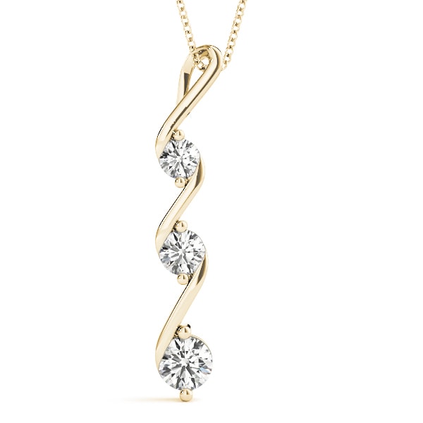 14K Yellow Gold 1/2 ct tw Three Stone Diamond Pendant