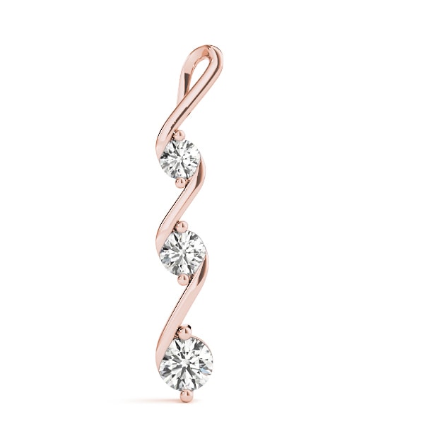 18K Rose Gold 1/2 ct tw Three Stone Diamond Pendant