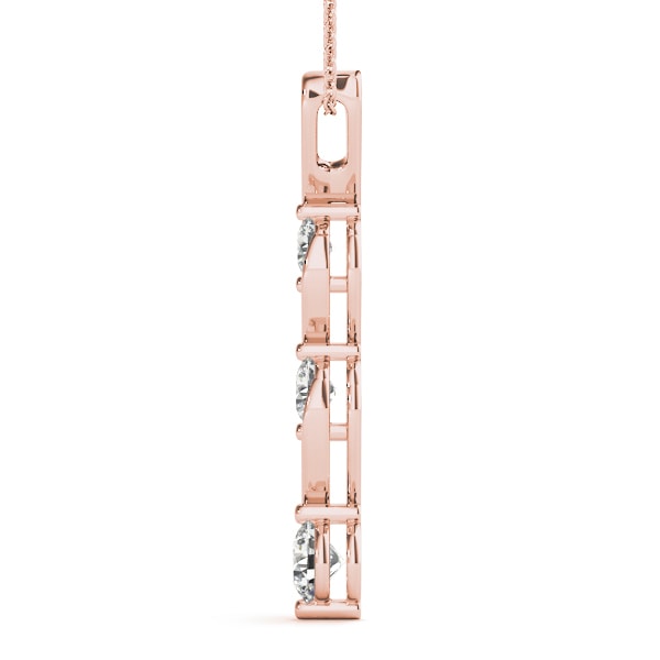 14K Rose Gold 1/2 ct tw Three Stone Diamond Pendant