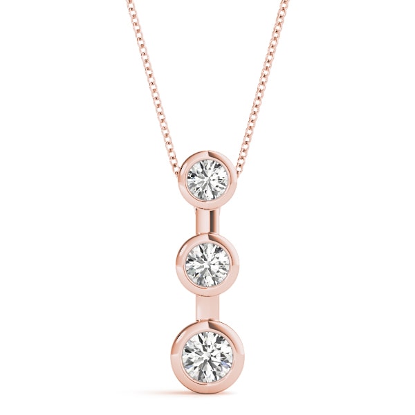 18K Rose Gold 1/2 ct tw Three Stone Diamond Pendant