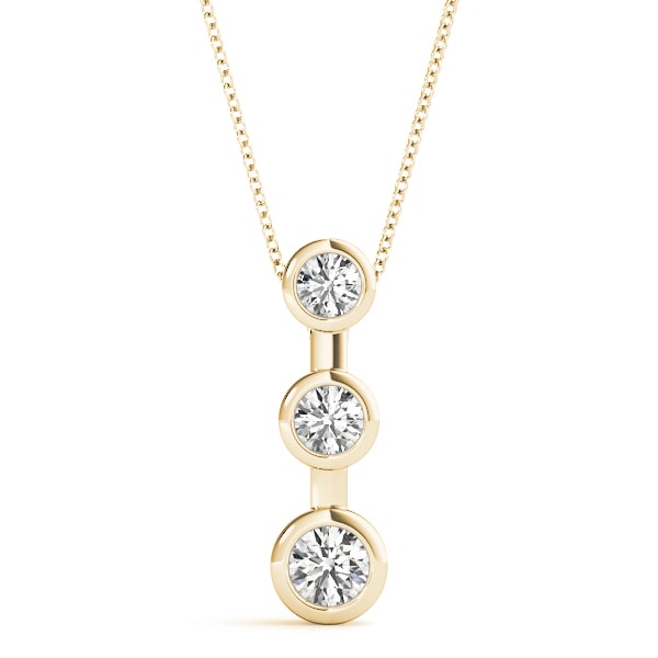 14K Yellow Gold 1/2 ct tw Three Stone Diamond Pendant