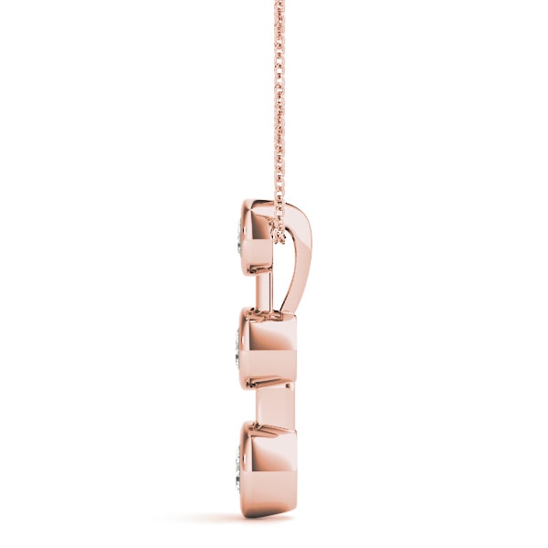 14K Rose Gold 1/2 ct tw Three Stone Diamond Pendant