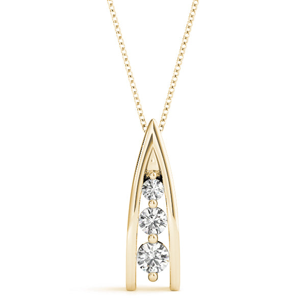 18K Yellow Gold 1/2 ct Diamond Three-Stone Pendant