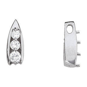 14K White Gold 1/2 ct Diamond Three-Stone Pendant