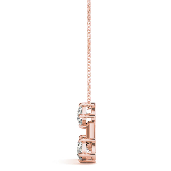18K Rose Gold 1 ct Three Stone Diamond Pendant