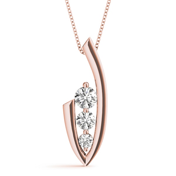 18K Rose Gold 1/2 ct tw Three Stone Diamond Pendant
