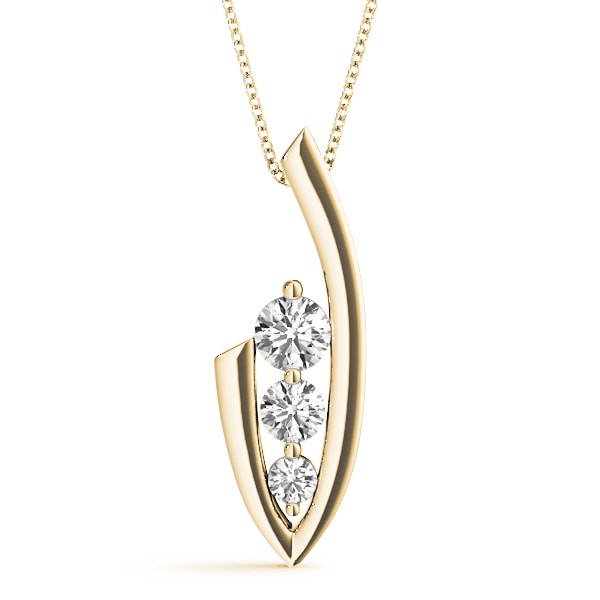 14K Yellow Gold 1/2 ct tw Three Stone Diamond Pendant