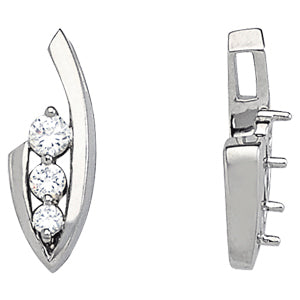 18K White Gold Round Diamond Three-Stone Pendant