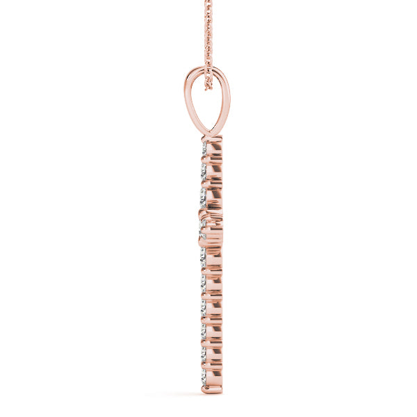 18K Rose Gold Diamond Cross Pendant