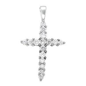 18K White Gold Diamond Cross Pendant
