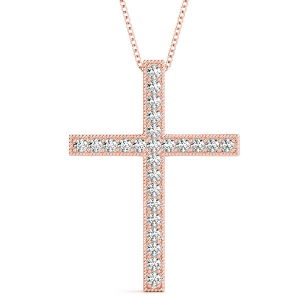 Rose Gold Diamond Cross Pendant - 0.25 ctw