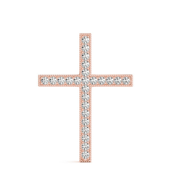18K Rose Gold Diamond Cross Pendant