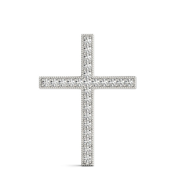 18K White Gold Diamond Cross Pendant