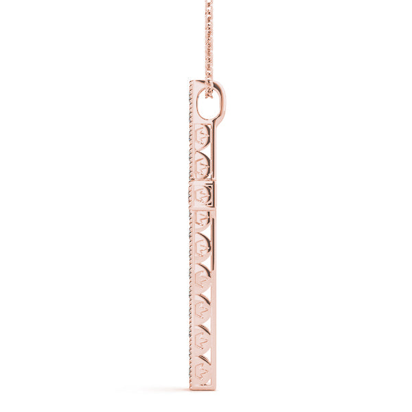 18K Rose Gold Diamond Cross Pendant