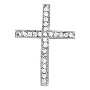 18K White Gold Diamond Cross Pendant