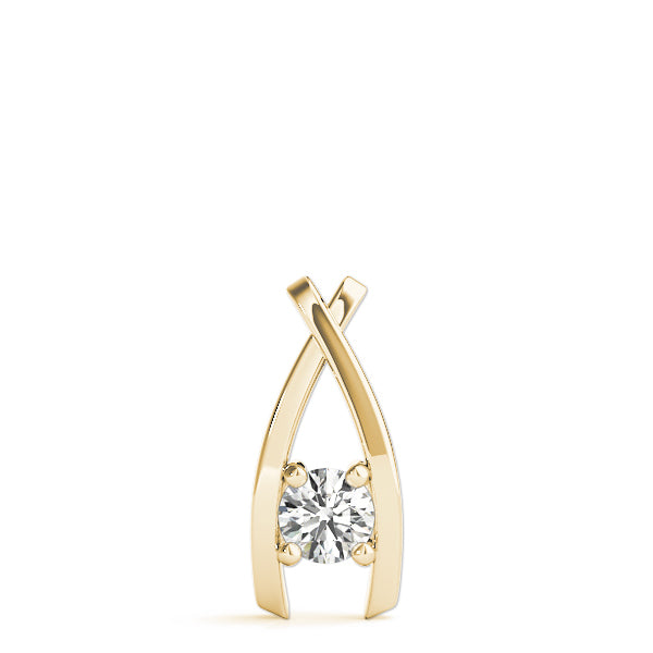 14K Yellow Gold Round Diamond Solitaire Pendant