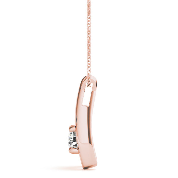 14K Rose Gold 1/3 CT Diamond Solitaire Pendant Necklace