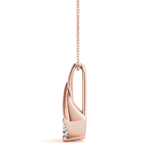 18K Rose Gold 1/3 CT Diamond Solitaire Pendant Necklace