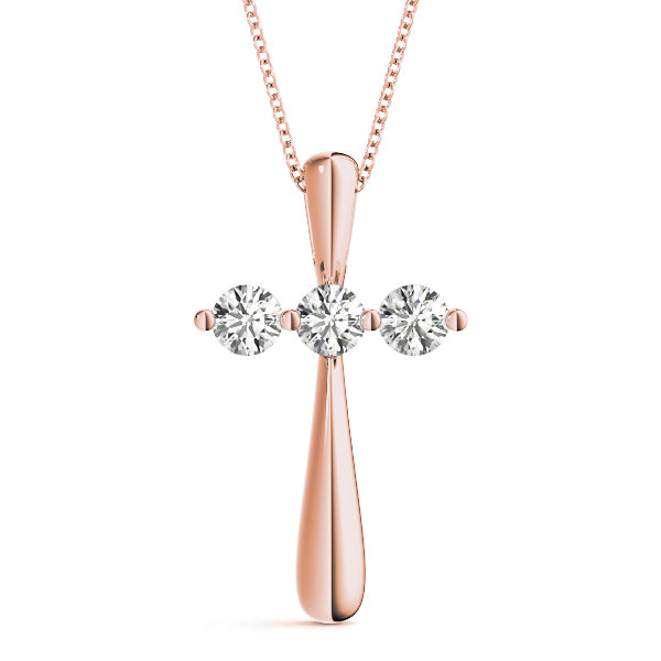 18K Rose Gold Diamond Cross Pendant