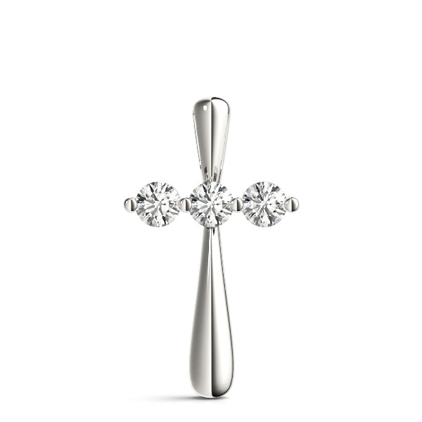 White Gold Diamond Cross Pendant - Religious Jewelry
