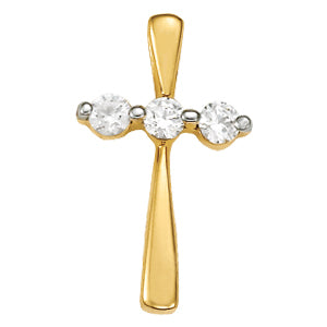 Platinum Round Diamond Fashion Cross Pendant
