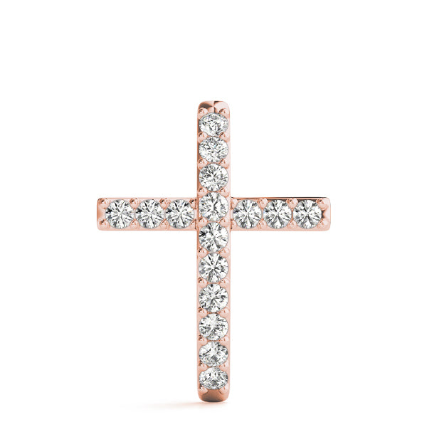 18K Rose Gold Diamond Cross Pendant