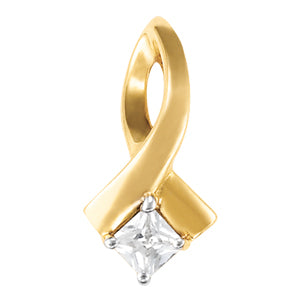 0.32CT Square Diamond Solitaire Pendant