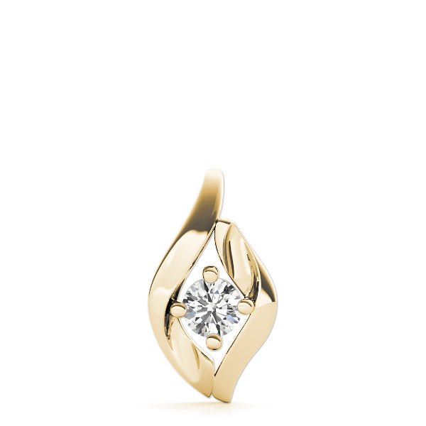 18K Yellow Gold Round Diamond Solitaire Pendant