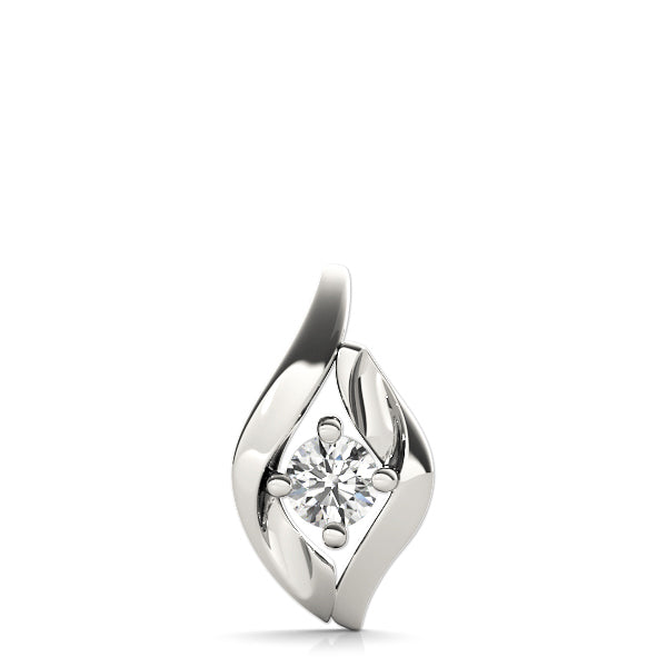 18K White Gold Round Diamond Solitaire Pendant
