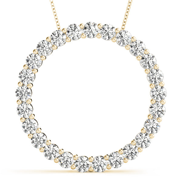 18K Yellow Gold Diamond Circle Pendant Necklace
