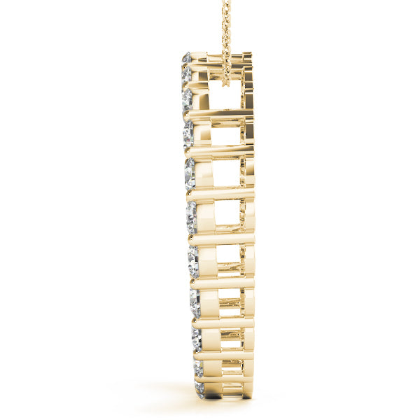 18K Yellow Gold Diamond Circle Pendant Necklace