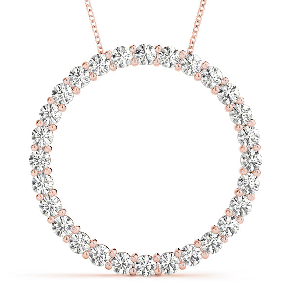 14K Rose Gold Diamond Circle Pendant
