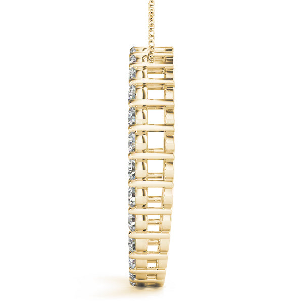 18K Yellow Gold Round Diamond Circle Pendant