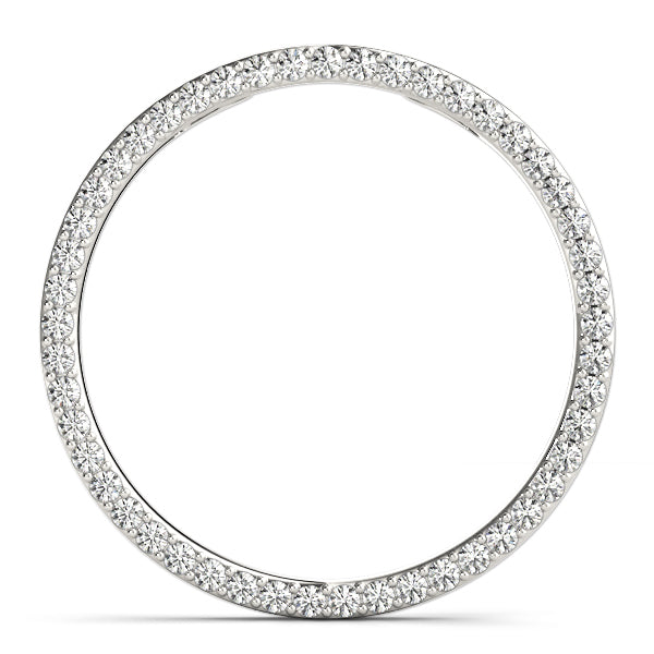 14K White Gold Round Diamond Circle Pendant
