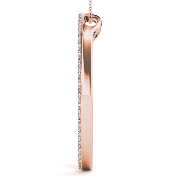18K Rose Gold Round Diamond Circle Pendant