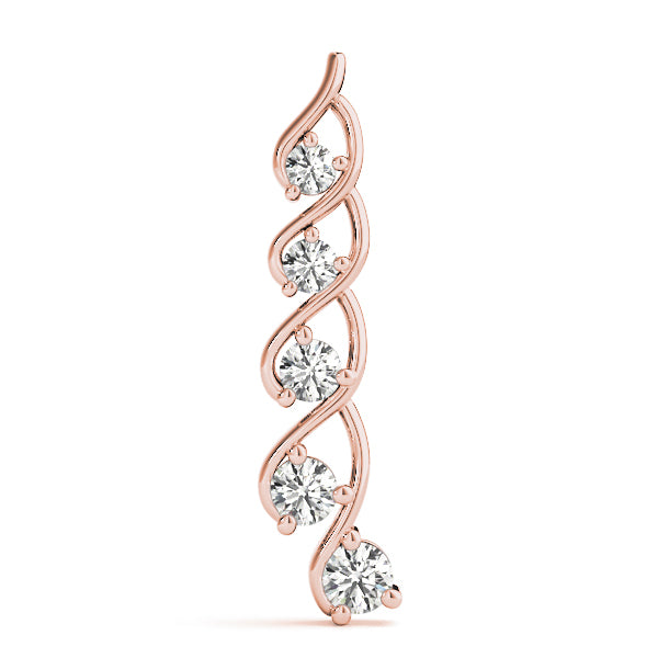 Rose Gold 1 CT Diamond Journey Pendant Necklace