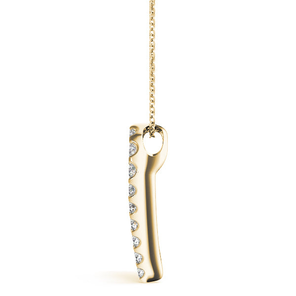 18K Yellow Gold Round Diamond Fashion Pendant Necklace
