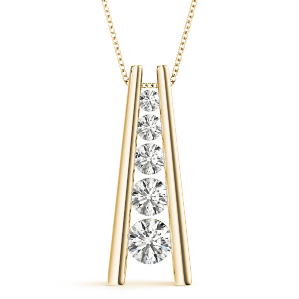 14K Yellow Gold Diamond Journey Pendant Necklace