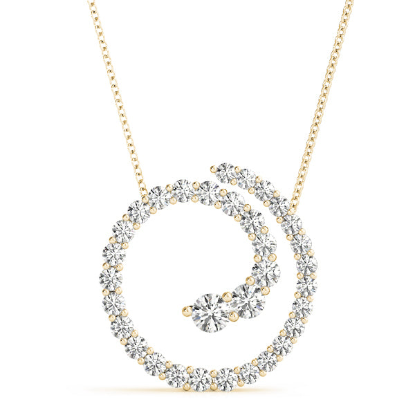 18K Yellow Gold Round Diamond Fashion Pendant