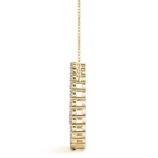 18K Yellow Gold Round Diamond Fashion Pendant