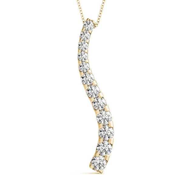 14K Yellow Gold Round Diamond Journey Pendant